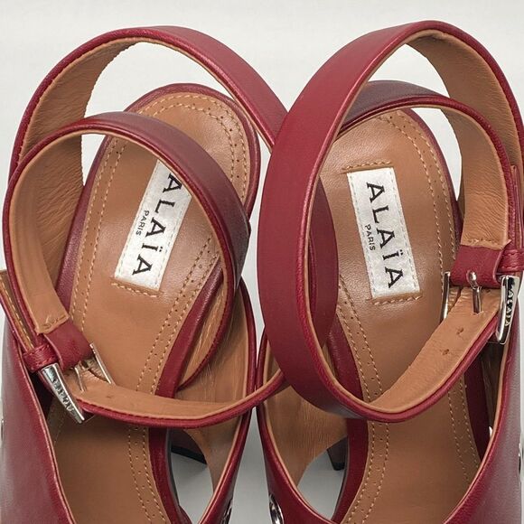Alaia Eyelets Leather Platform Sandals size 37.5 - Picture 9 of 16